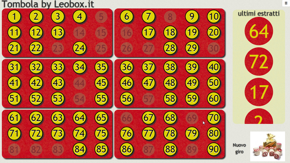 Tombolone Automatico Tombola CLASSICA Bingo 48 Cartelle Gioco